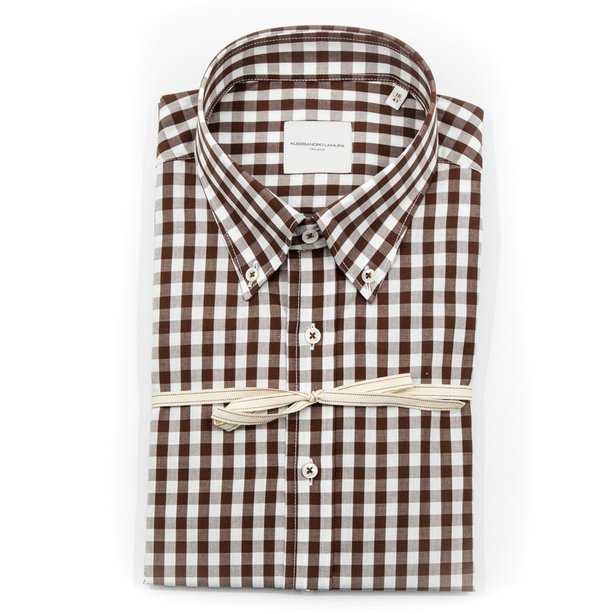 Camicia a Quadri Marroni e Bianchi