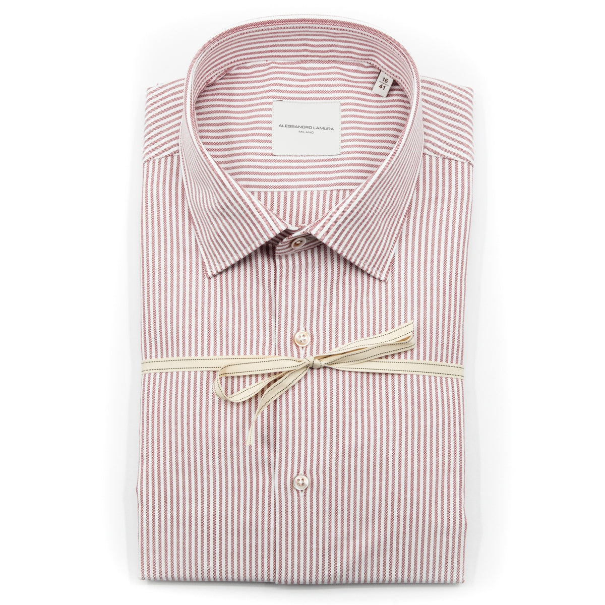 Camicia Bianca a Righe Sottili Rosse