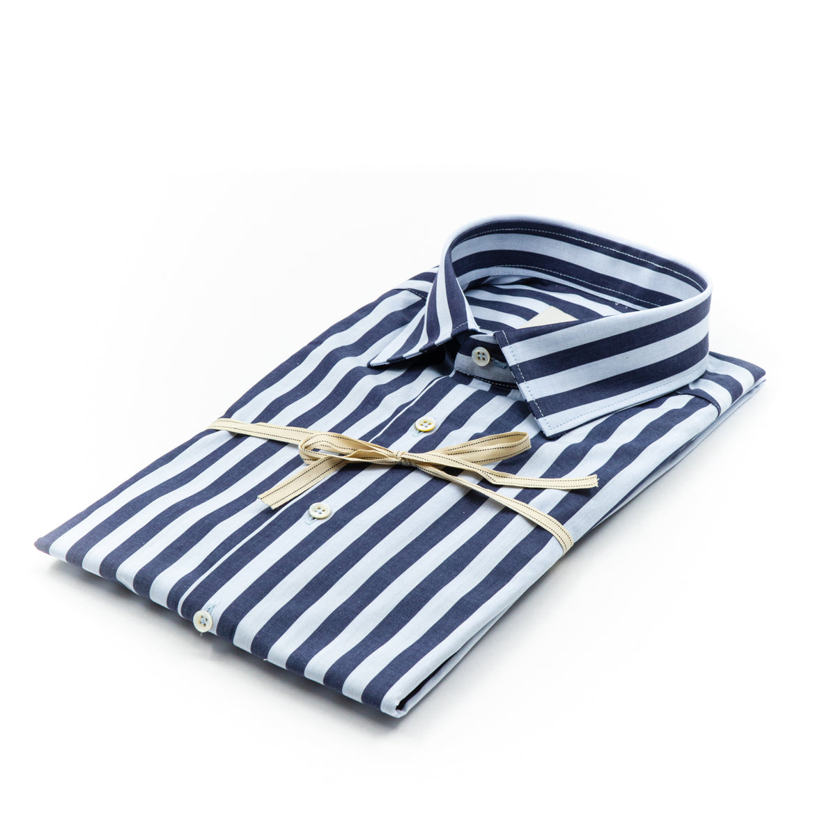 Camicia a Righe Verticali Blu Navy e Azzurro