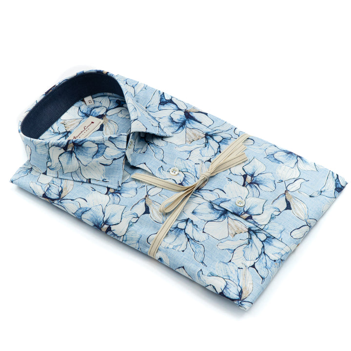 Camicia Floreale Azzurra in Cotone