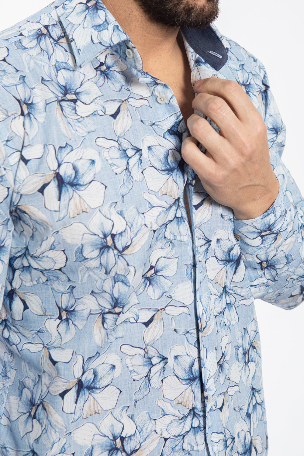 Camicia Floreale Azzurra in Cotone