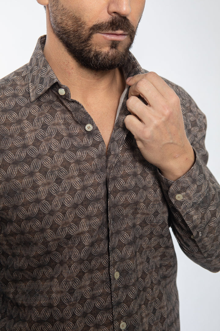 Brown Geometric Pattern Shirt