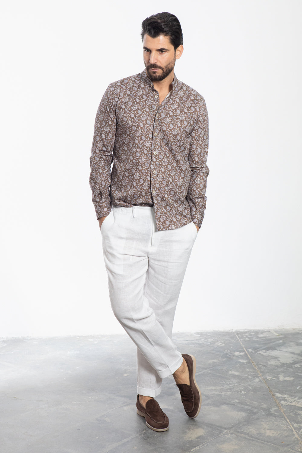Brown Floral Print Shirt