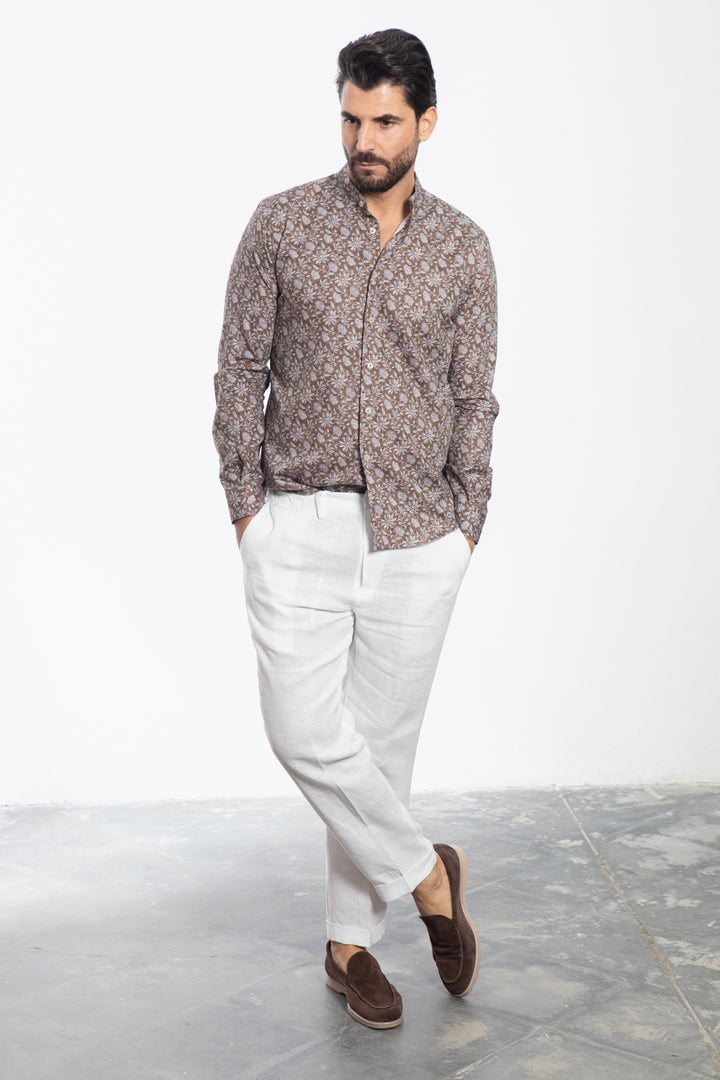 Brown Floral Print Shirt