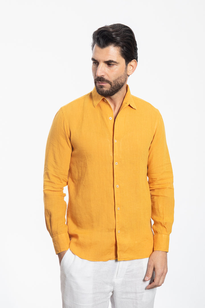 Camicia Giallo Senape in Lino