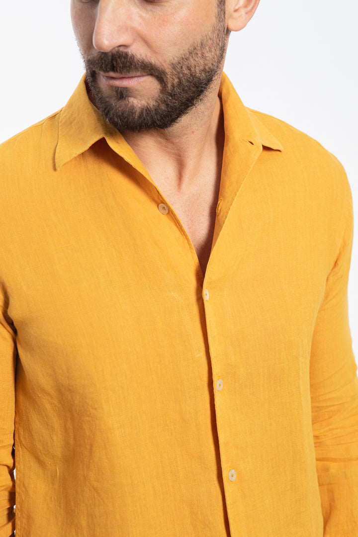 Camicia Giallo Senape in Lino
