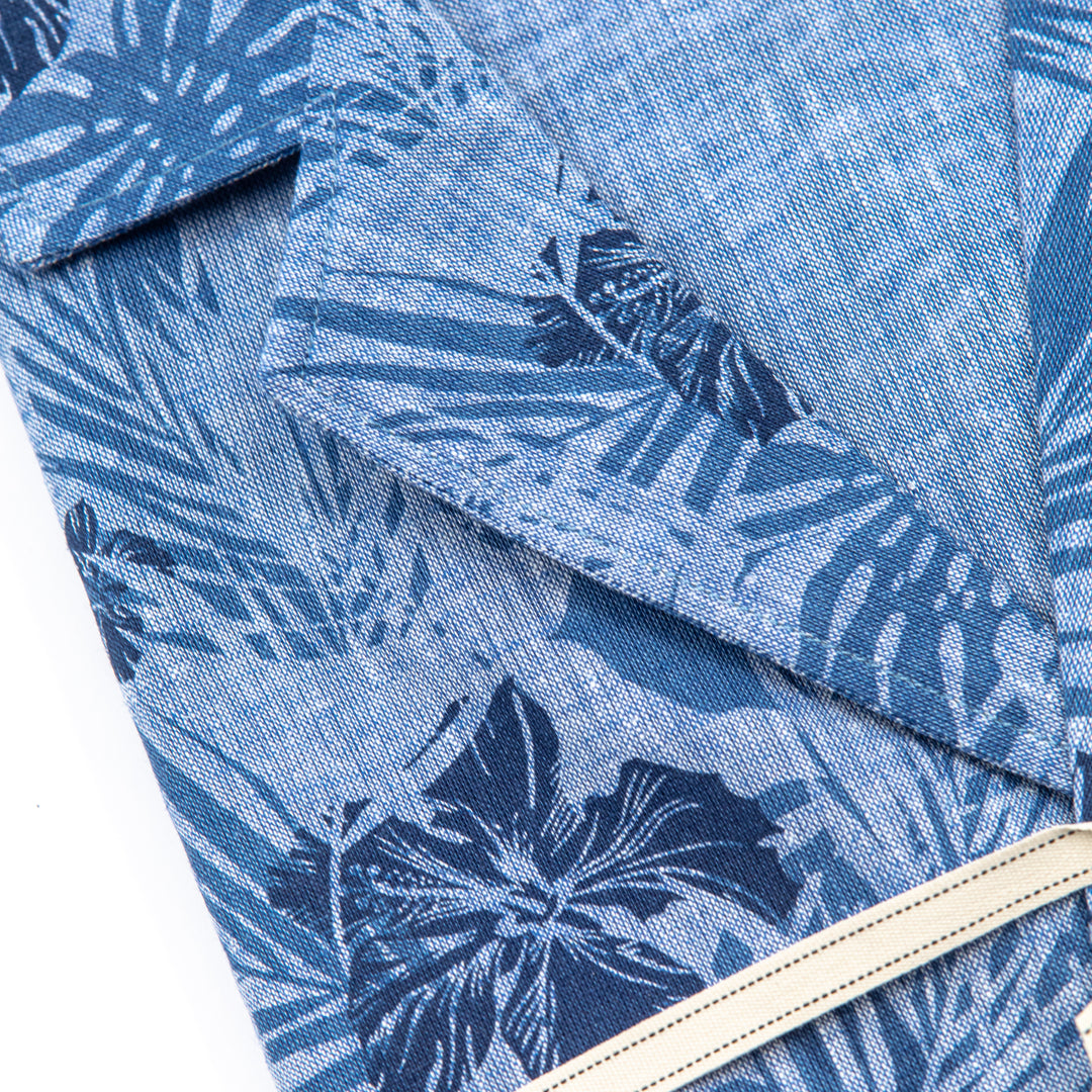 Camicia Aloha Fantasia Foglie Blu