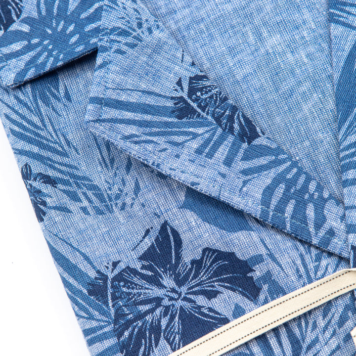 Camicia Aloha Fantasia Foglie Blu