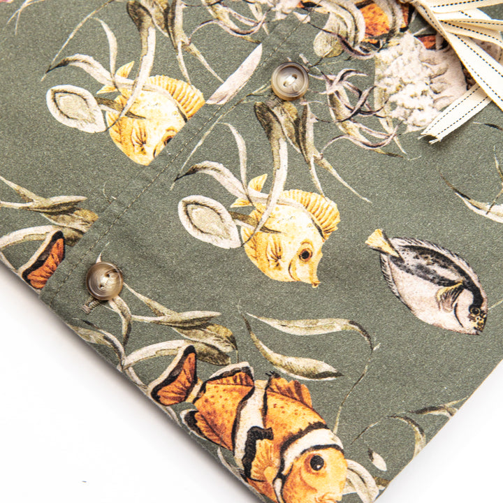 Camicia Verde Mare Fantasia Pesci Tropicali