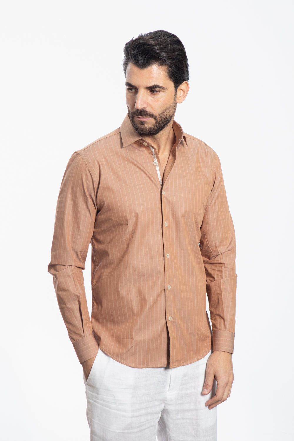 Brown Thin Striped Shirt
