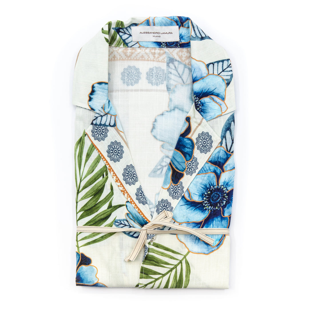 Camicia floreale in lino