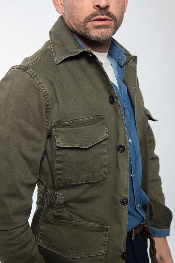 Midnight Blue Shirt Jacket with Floral Fantasy Lining
