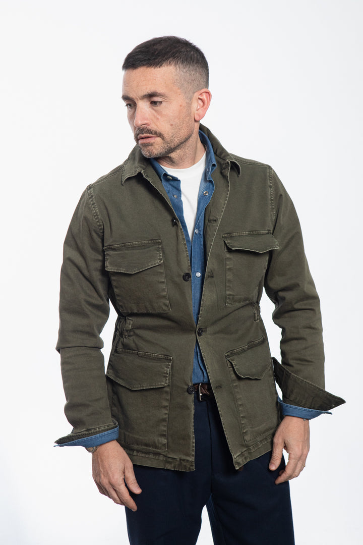 Midnight Blue Shirt Jacket with Floral Fantasy Lining