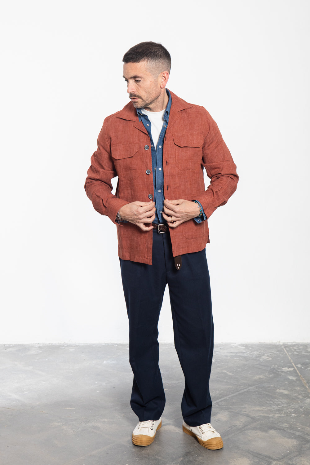 Midnight Blue Shirt Jacket with Floral Fantasy Lining