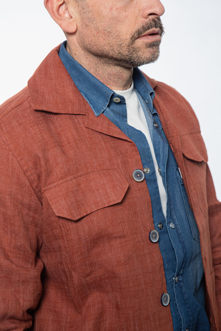 Midnight Blue Shirt Jacket with Floral Fantasy Lining