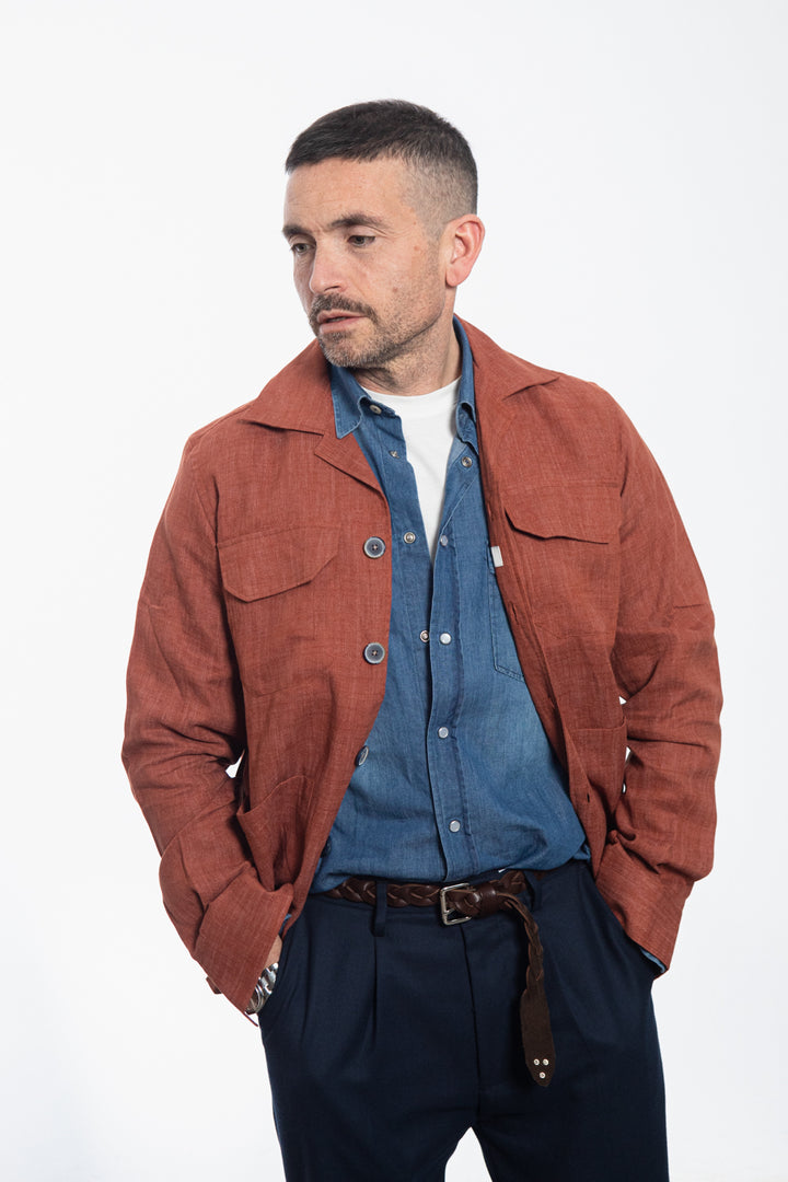 Midnight Blue Shirt Jacket with Floral Fantasy Lining