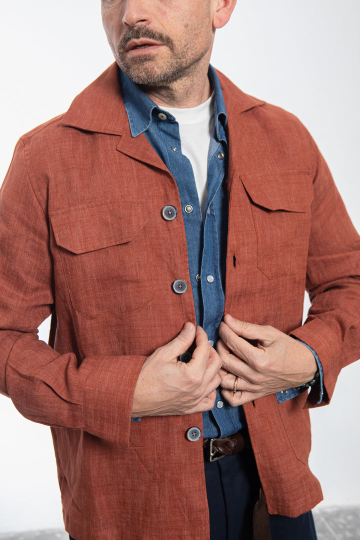 Midnight Blue Shirt Jacket with Floral Fantasy Lining