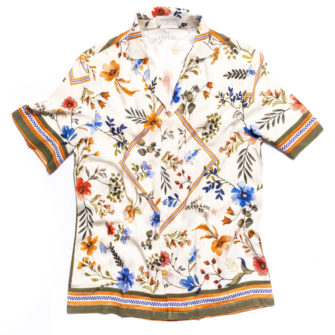 Camicia Floreale Colletto Bowling Estivo