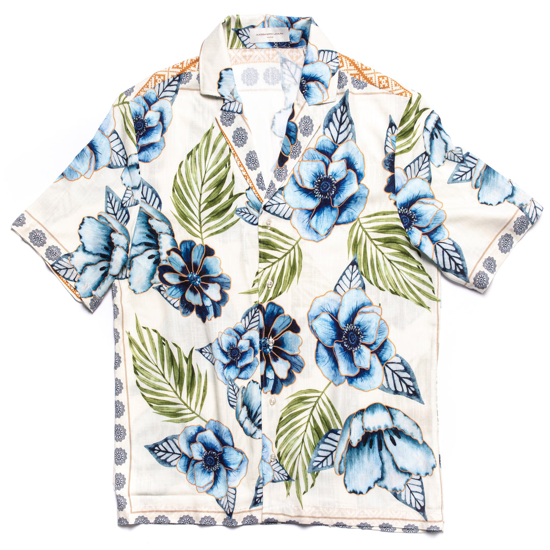 Camicia floreale in lino
