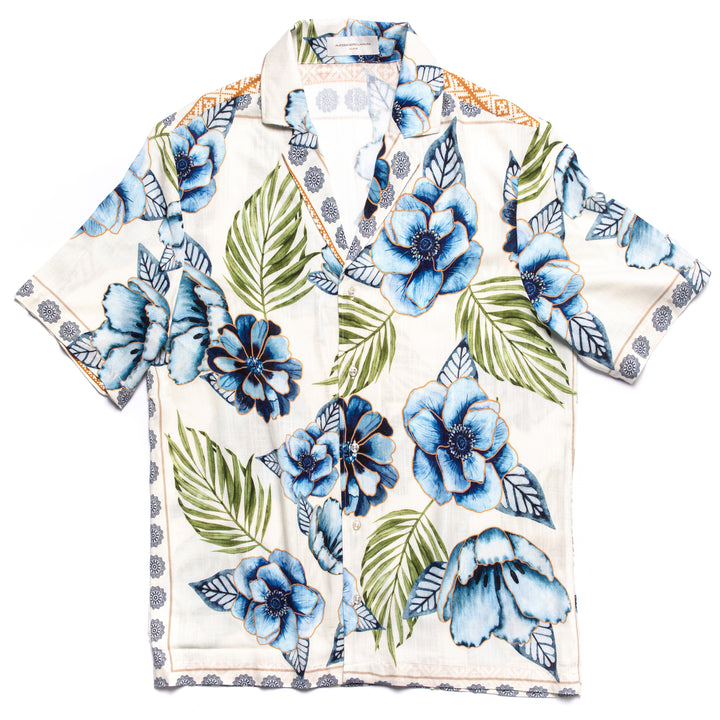 Camicia floreale in lino