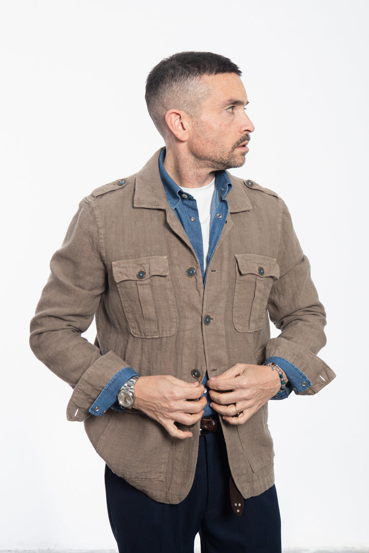 Midnight Blue Shirt Jacket with Floral Fantasy Lining