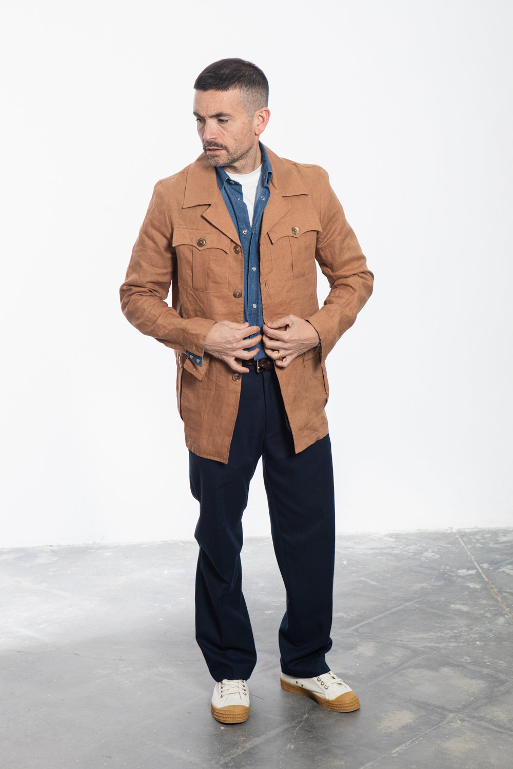 Midnight Blue Shirt Jacket with Floral Fantasy Lining