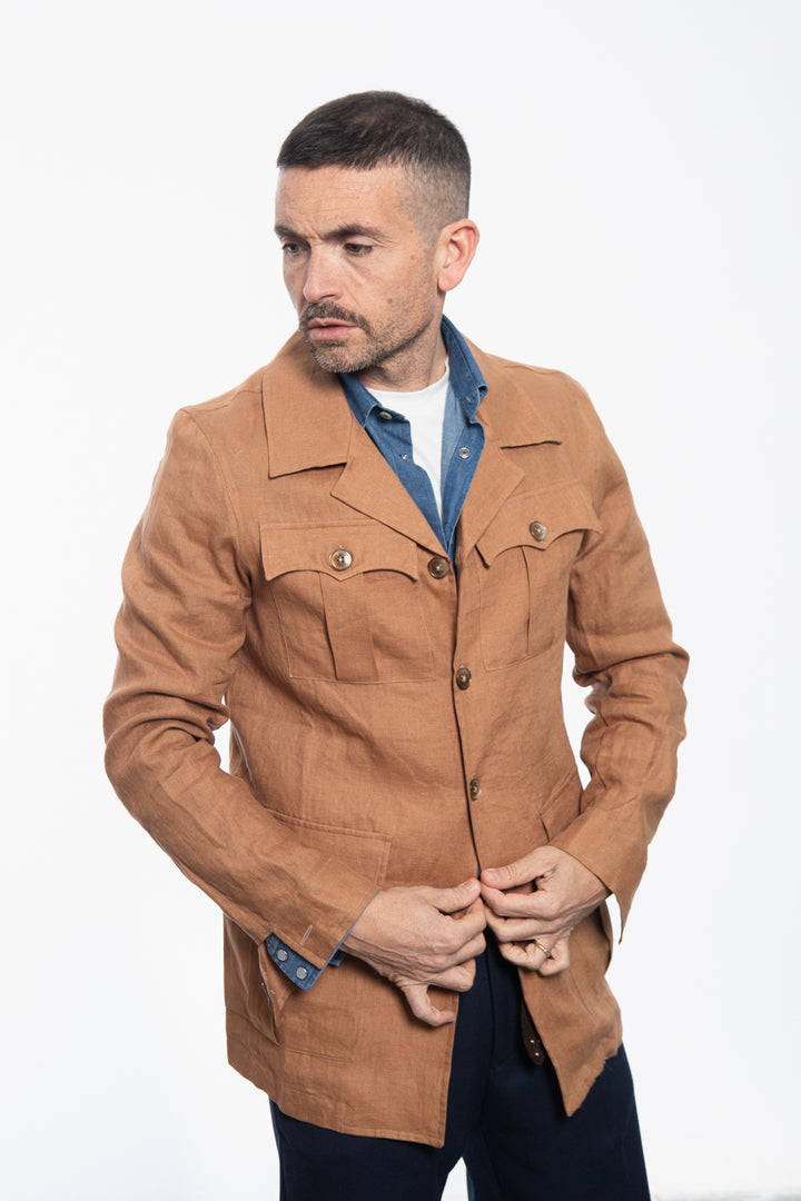 Midnight Blue Shirt Jacket with Floral Fantasy Lining