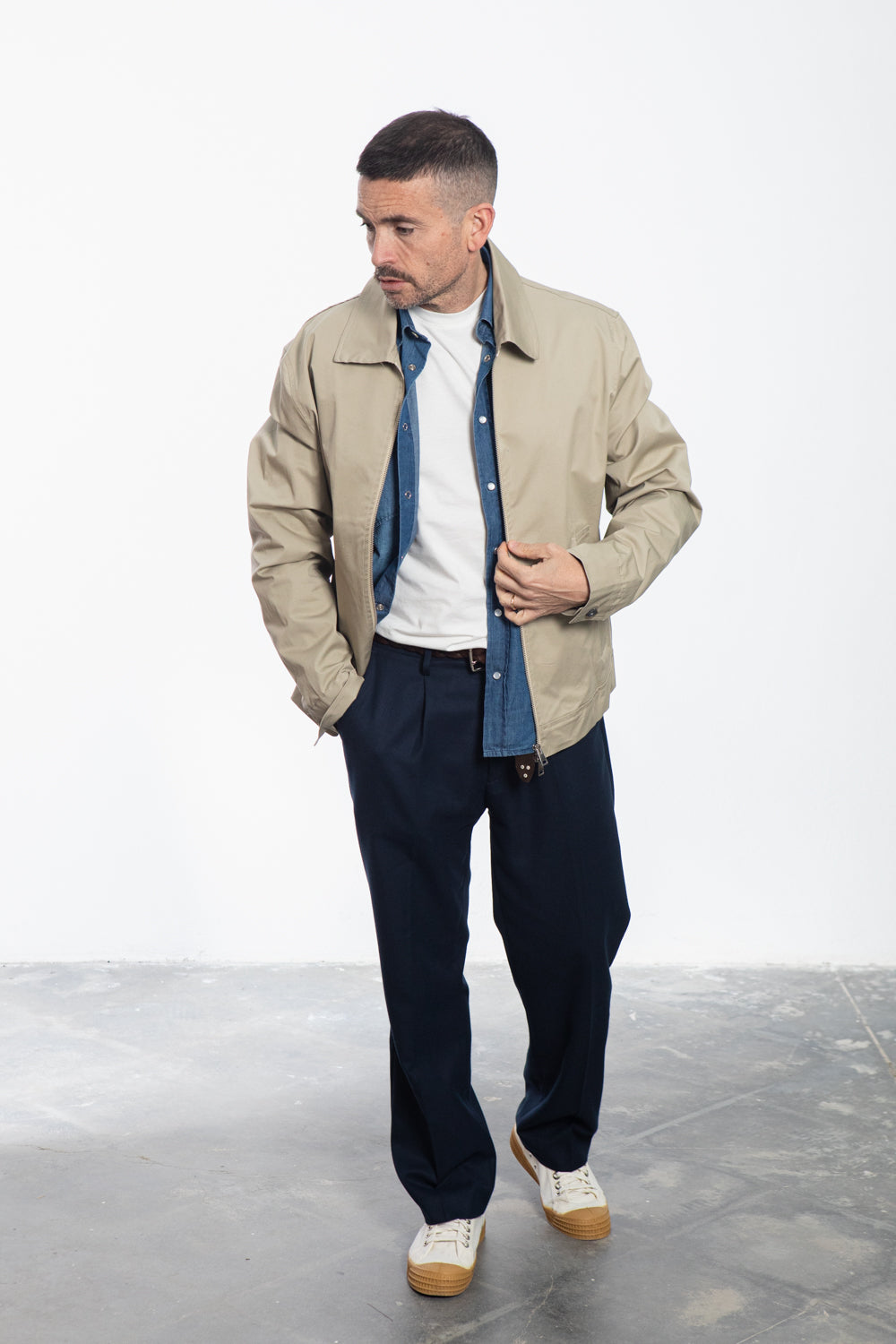 Midnight Blue Shirt Jacket with Floral Fantasy Lining