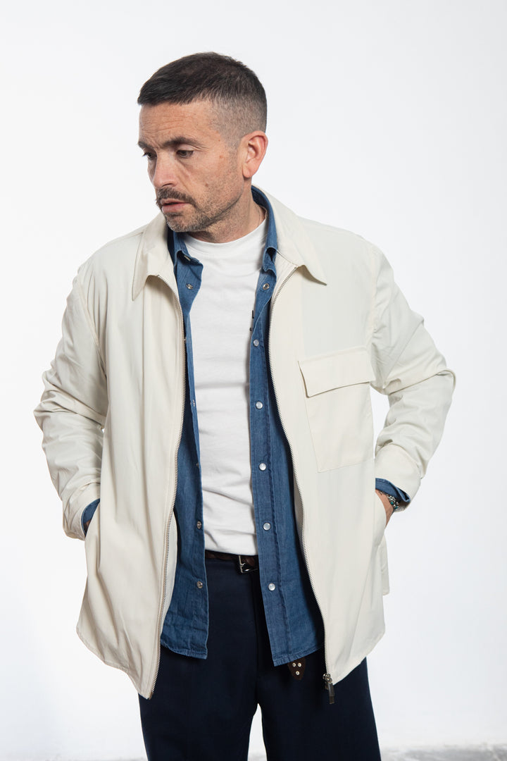 Midnight Blue Shirt Jacket with Floral Fantasy Lining