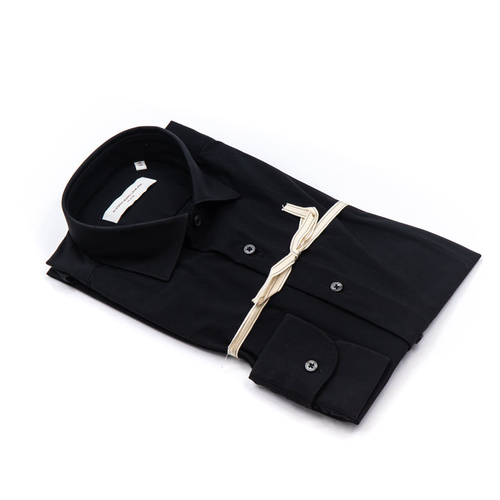 Camicia Nera in Tessuto Tecnico Manica Lunga