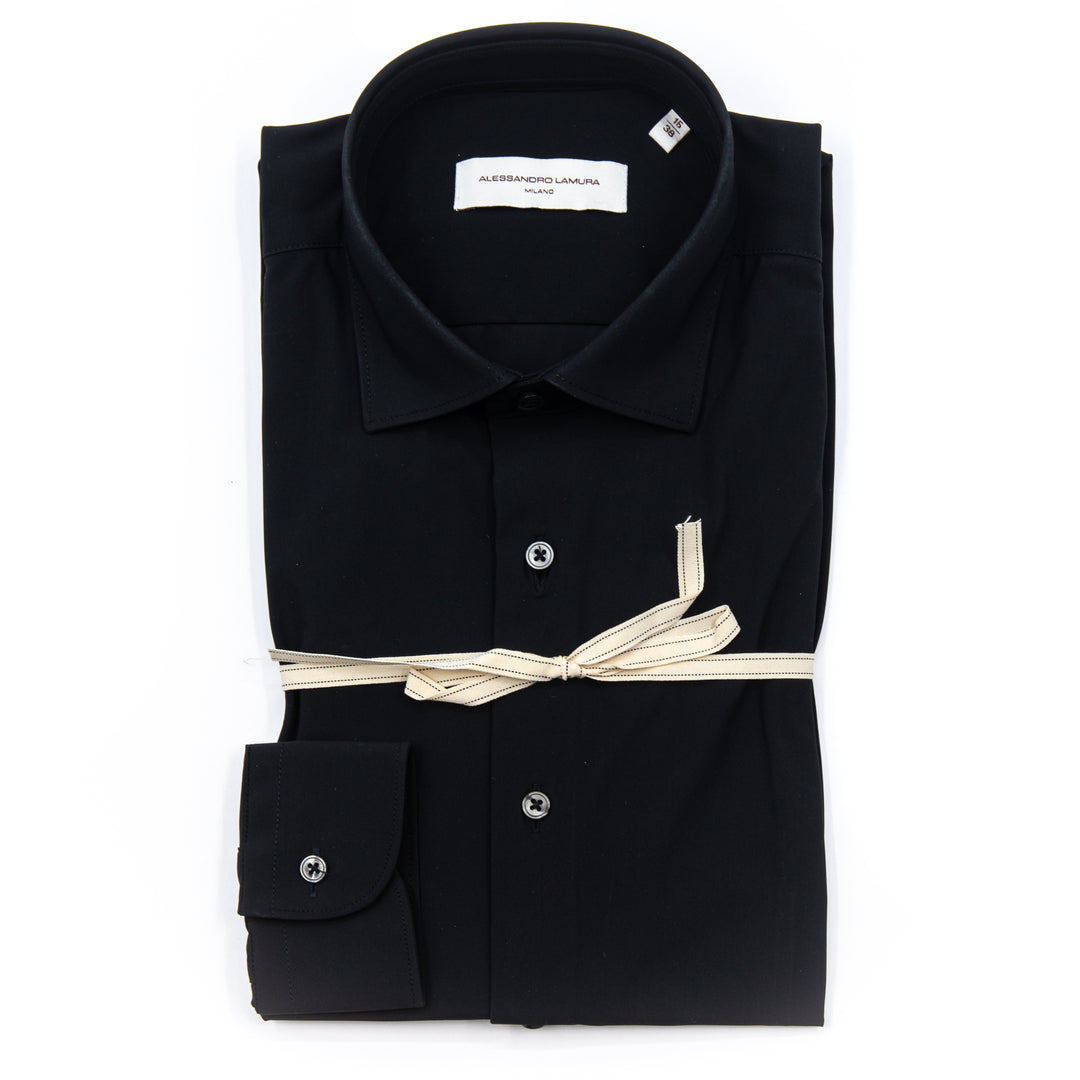 Camicia Nera in Tessuto Tecnico Manica Lunga
