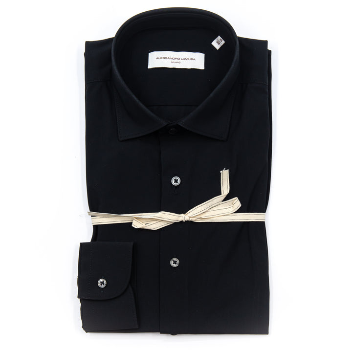 Camicia Nera in Tessuto Tecnico Manica Lunga