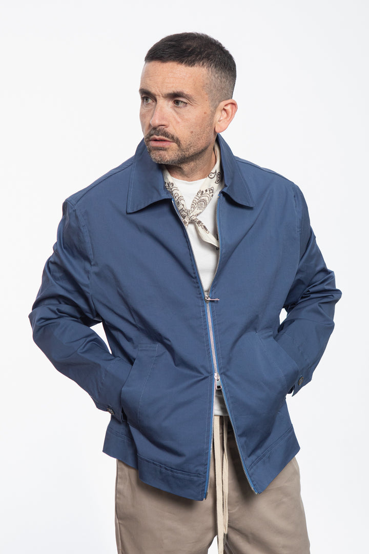 Midnight Blue Shirt Jacket with Floral Fantasy Lining