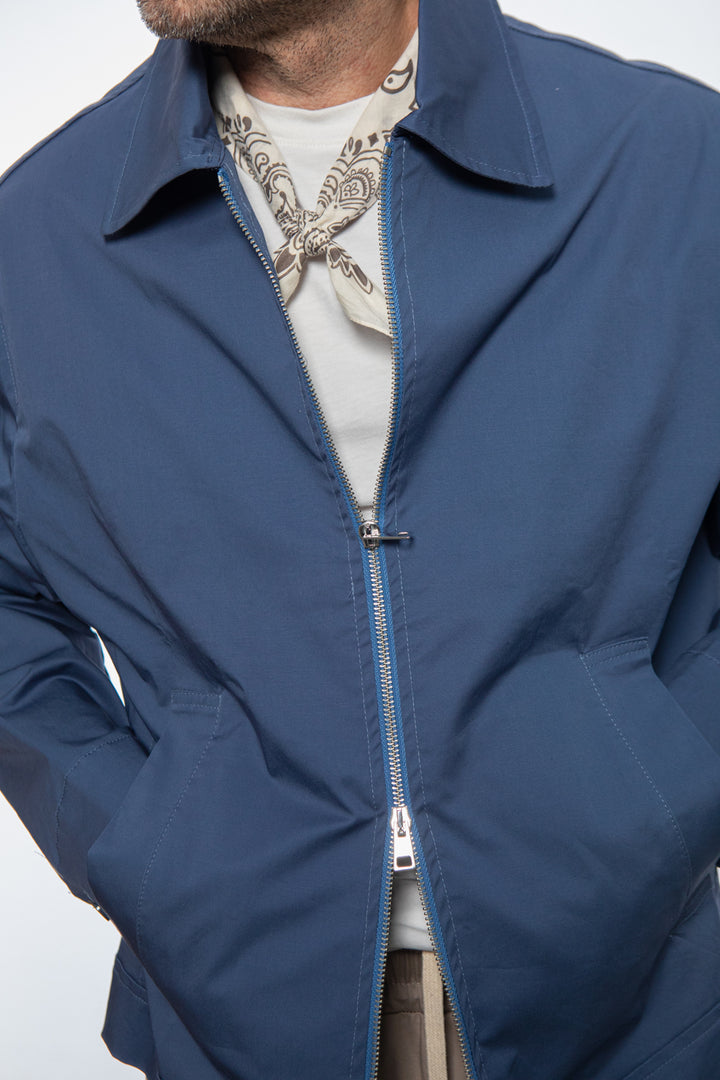 Midnight Blue Shirt Jacket with Floral Fantasy Lining
