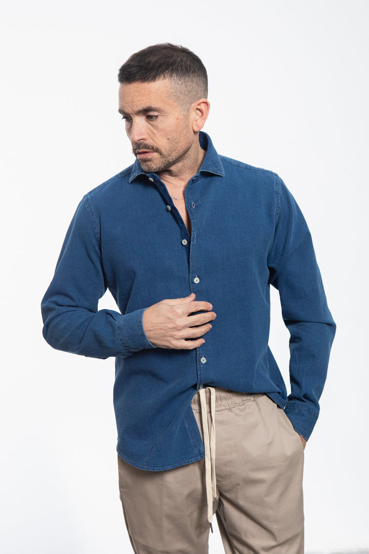Blue Textured Shirt