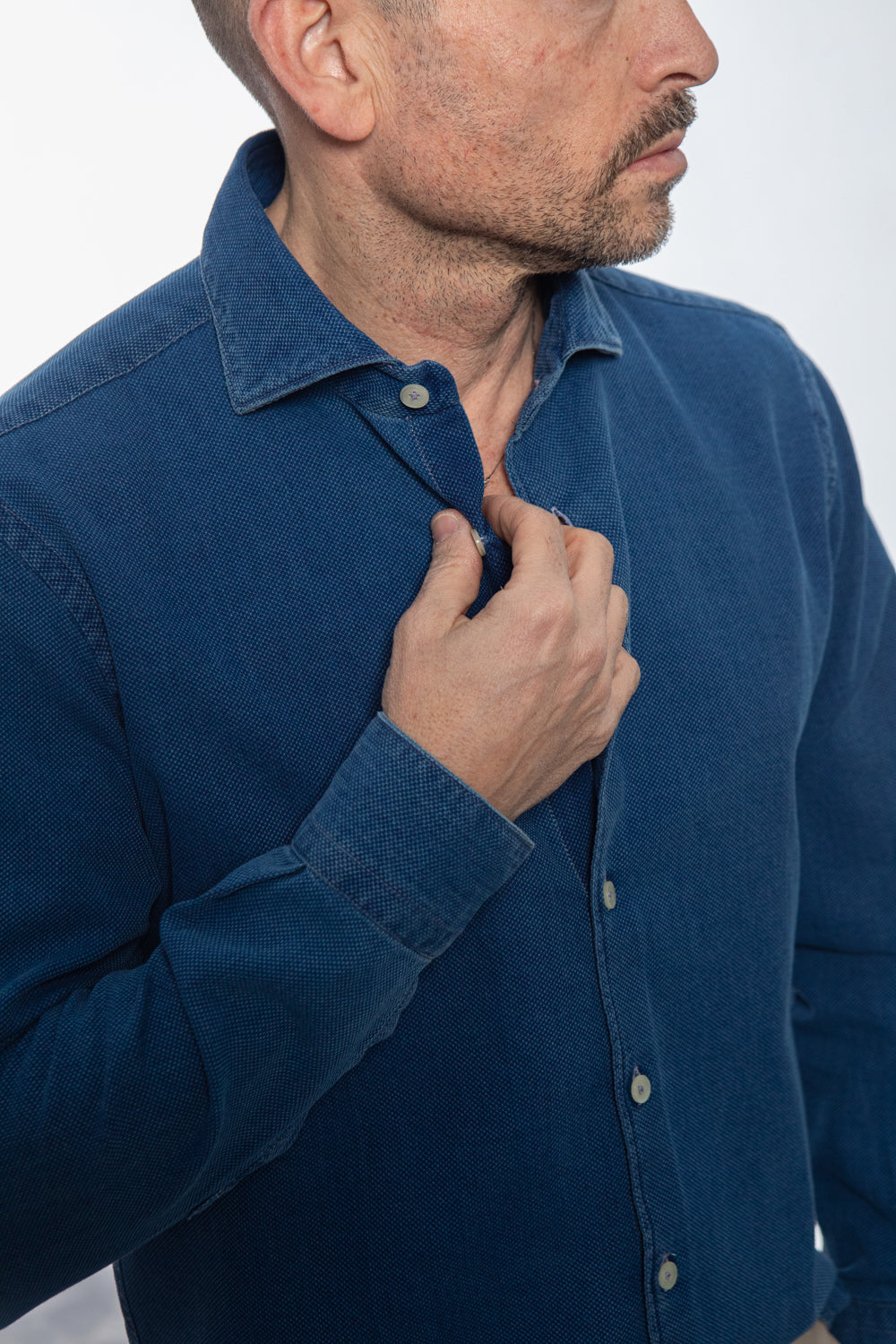 Blue Textured Shirt