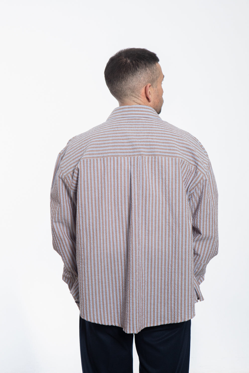 Camicia Righe Marrone e Azzurro