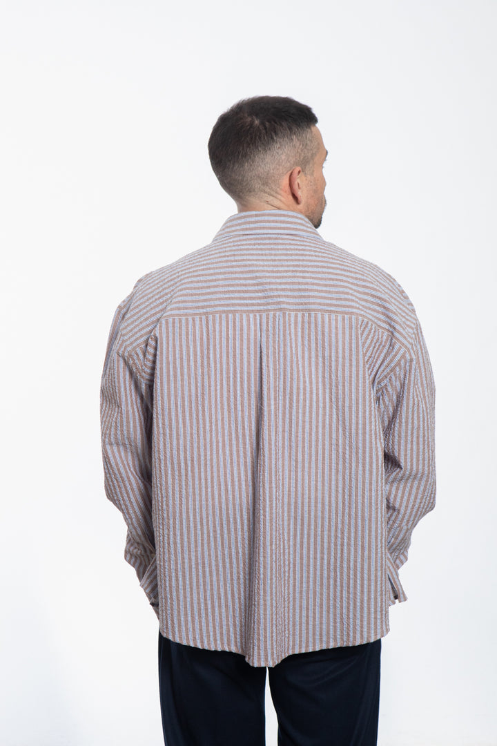 Camicia Righe Marrone e Azzurro