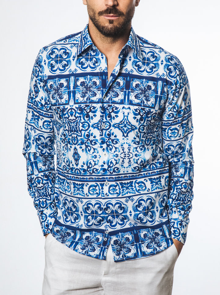 Camicia Fantasia Maiolica Blu
