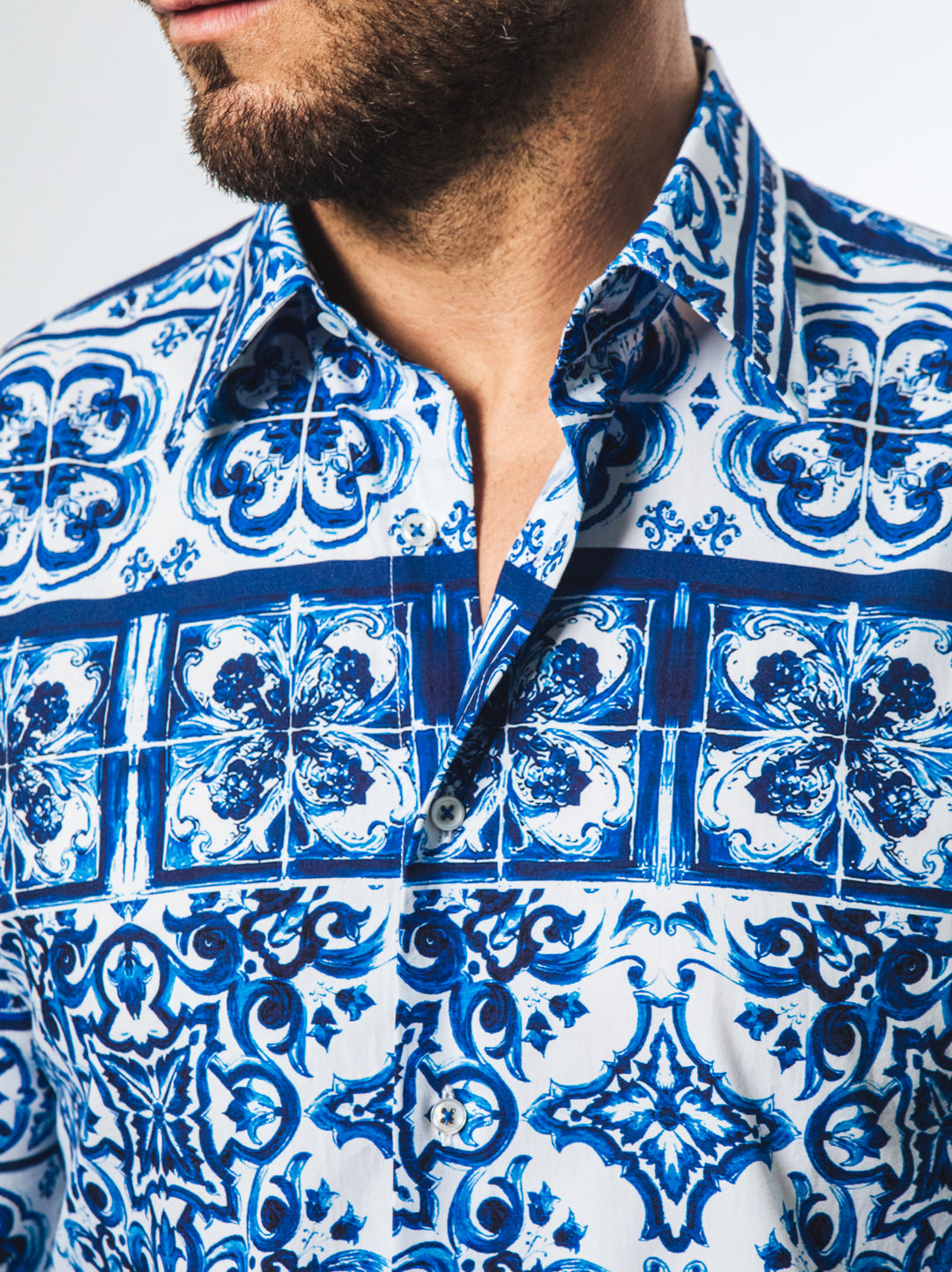 Camicia Fantasia Maiolica Blu