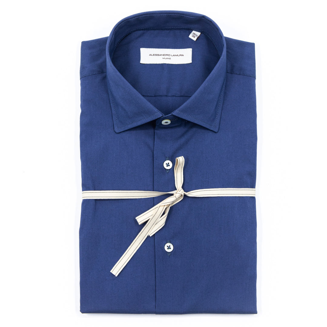 Camicia Tinta Unita Blu Intenso