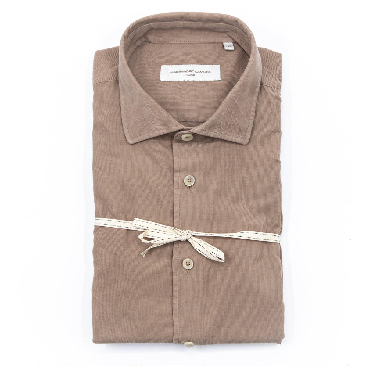 Camicia in velluto Tinta Unita Tortora