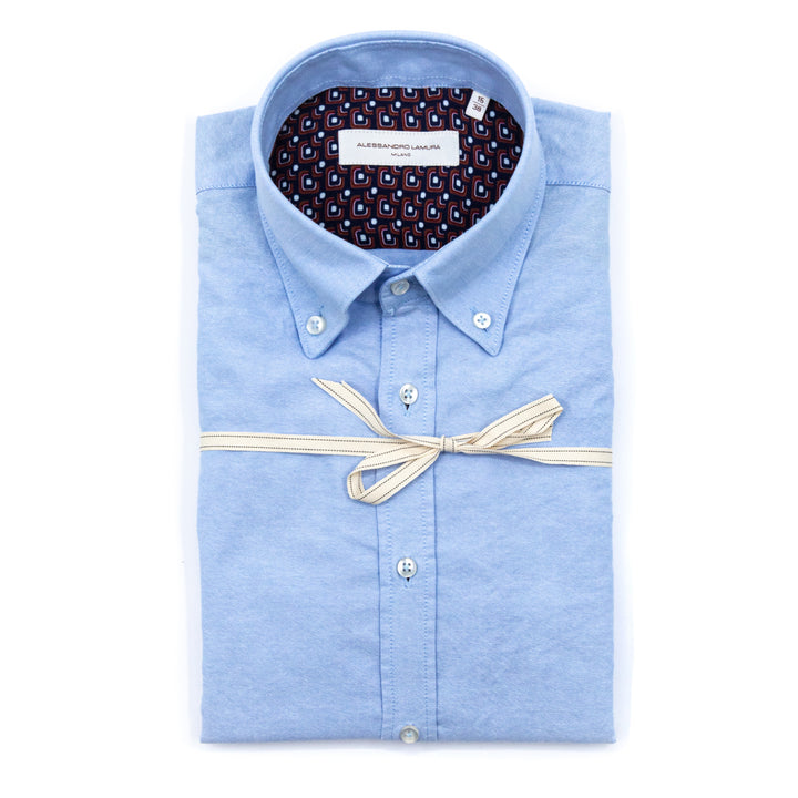 Camicia Celeste Oxford con Interno Fantasia