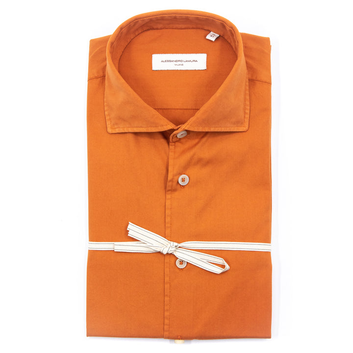 Camicia in Cotone Arancio Bruciato