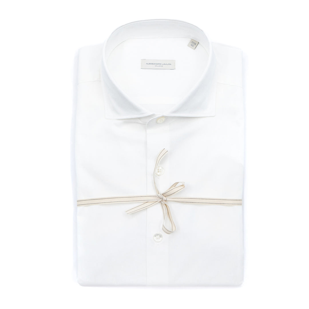 White Shirt Embroidered with Black Floral Details