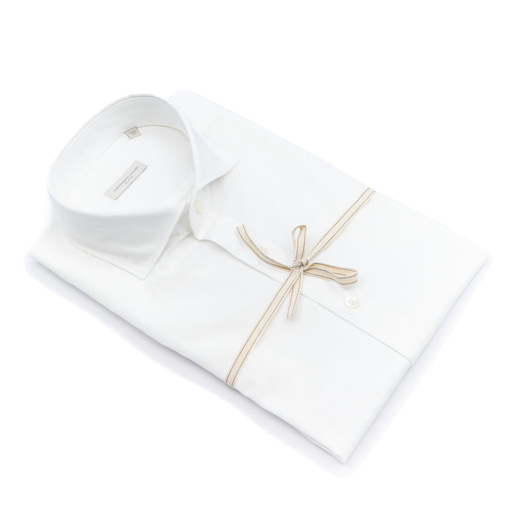 White Shirt Embroidered with Black Floral Details
