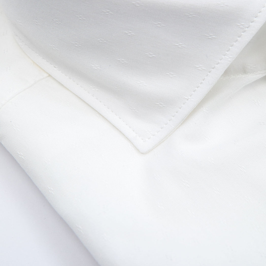 White Shirt Embroidered with Black Floral Details