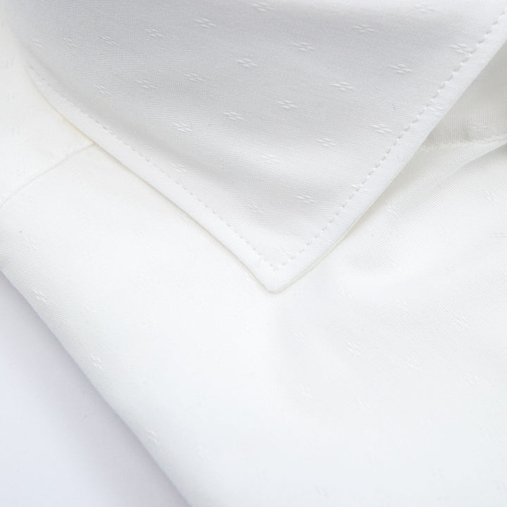 White Shirt Embroidered with Black Floral Details