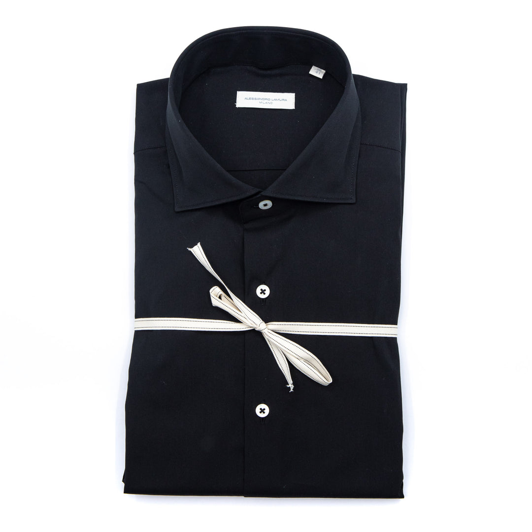 White Shirt Embroidered with Black Floral Details