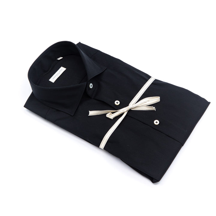 White Shirt Embroidered with Black Floral Details